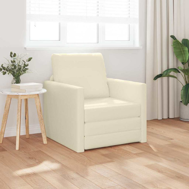 vidaXL Padló Kanapéágy párnával Krém 74 x 77 x 81 cm Műbőr