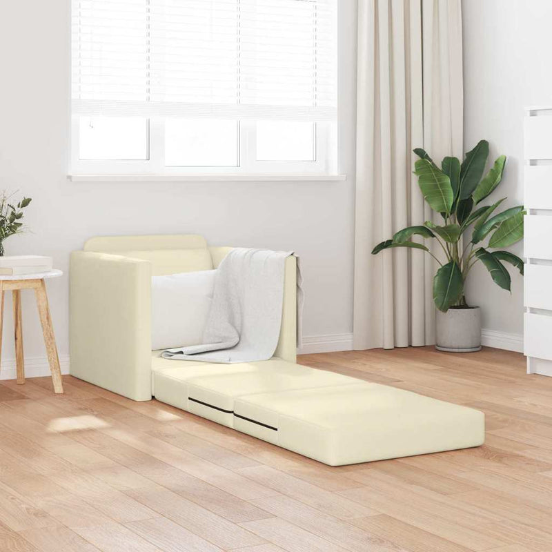 vidaXL Padló Kanapéágy párnával Krém 74 x 77 x 81 cm Műbőr