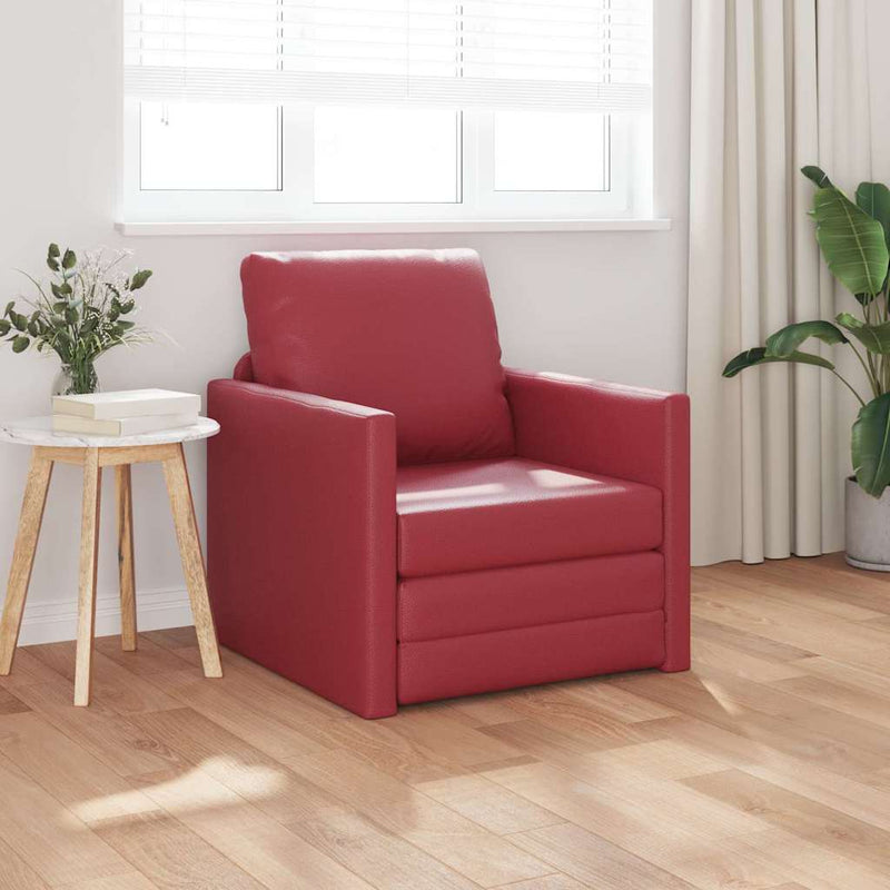 vidaXL Padló Kanapéágy párnával bordó 74 x 77 x 81 cm Műbőr