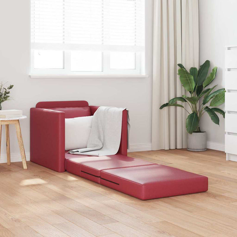 vidaXL Padló Kanapéágy párnával bordó 74 x 77 x 81 cm Műbőr