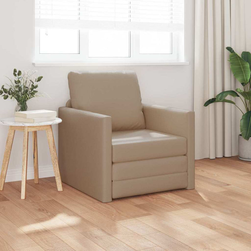 vidaXL Padló Kanapéágy párnával Cappuccino 74 x 77 x 81 cm Műbőr