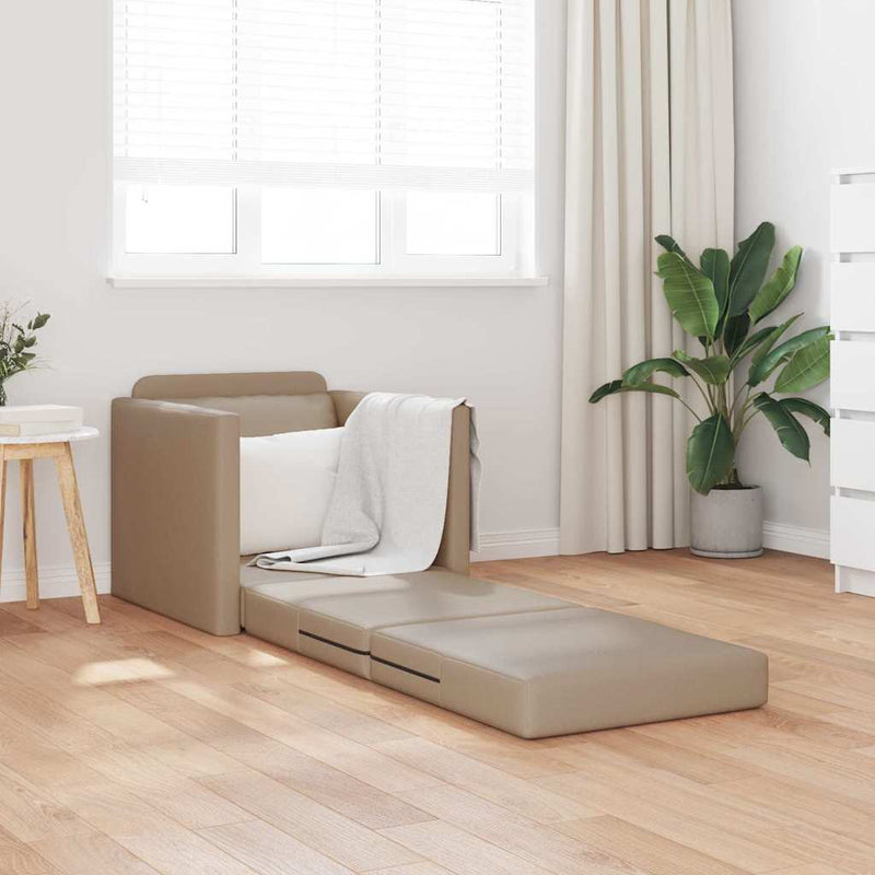 vidaXL Padló Kanapéágy párnával Cappuccino 74 x 77 x 81 cm Műbőr