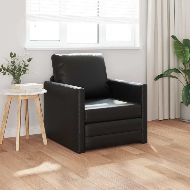 vidaXL Padló Kanapéágy párnával Fekete 74 x 77 x 81 cm Műbőr