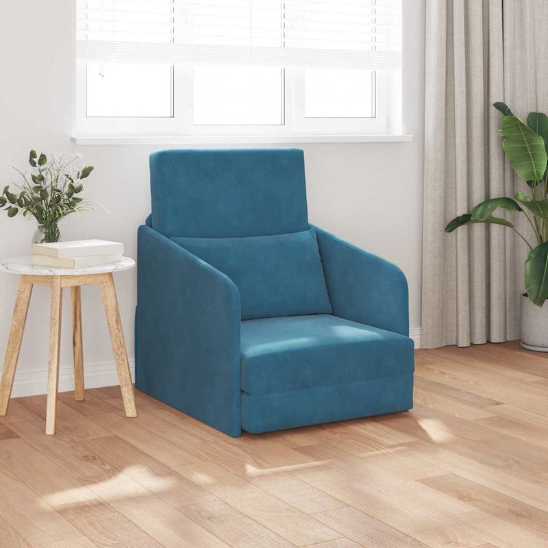 vidaXL Kanapéágy Kék 65 x 80 x 83 cm Bársony