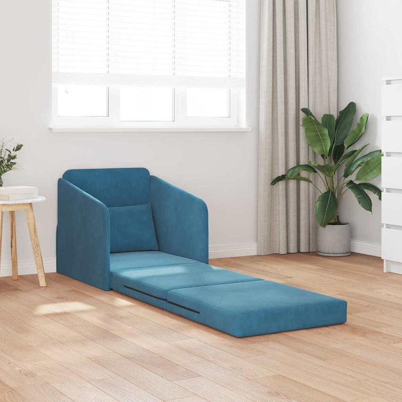 vidaXL Kanapéágy Kék 65 x 80 x 83 cm Bársony