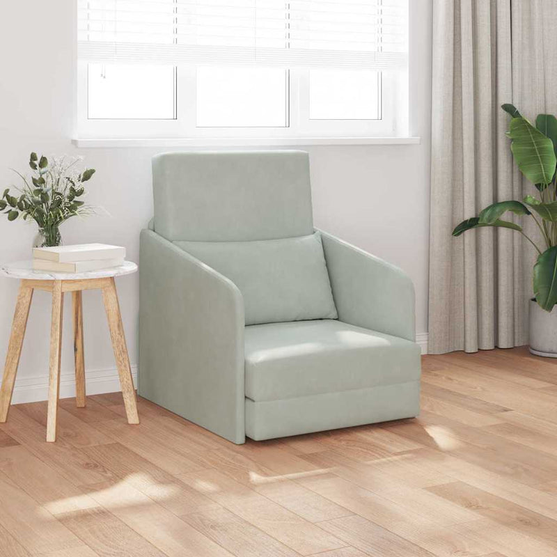 vidaXL Kanapéágy Világosszürke 65 x 80 x 83 cm Bársony