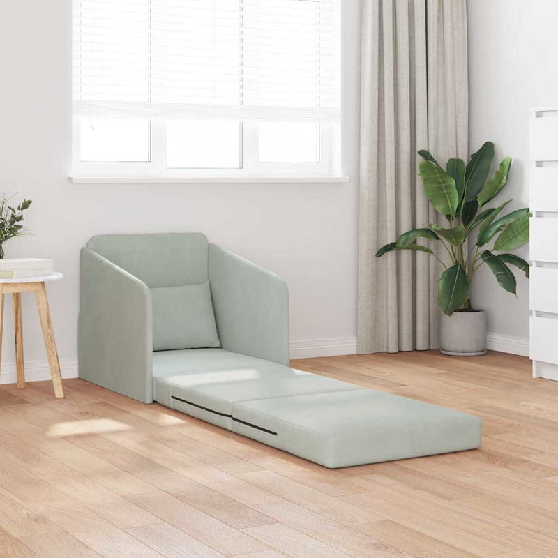 vidaXL Kanapéágy Világosszürke 65 x 80 x 83 cm Bársony