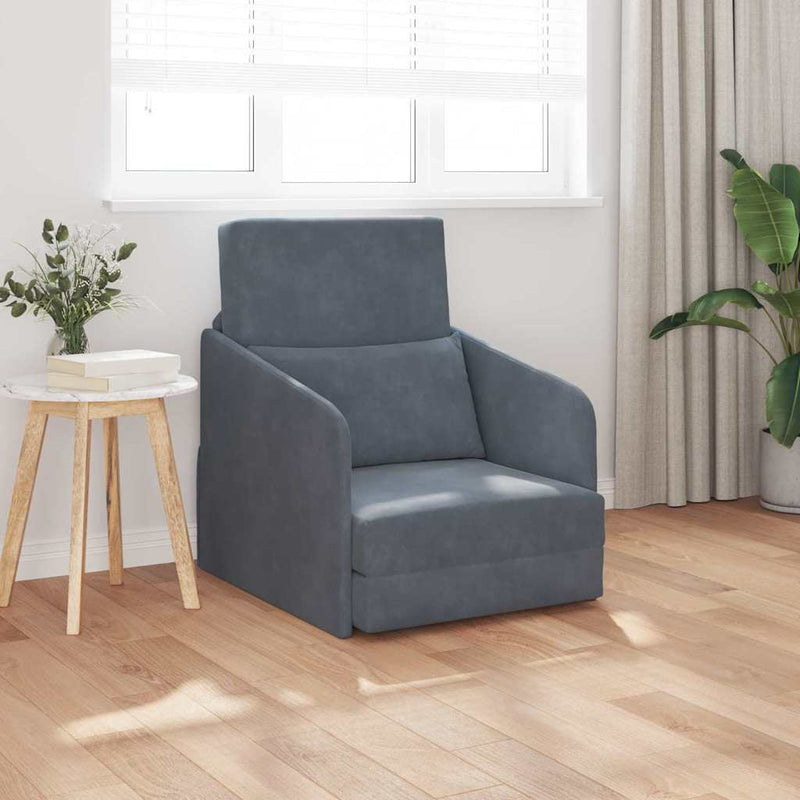vidaXL Kanapéágy Sötétszürke 65 x 80 x 83 cm Bársony