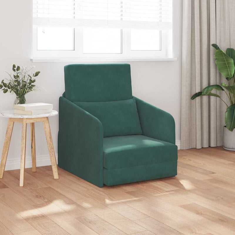 vidaXL Kanapéágy Sötétzöld 65 x 80 x 83 cm Bársony