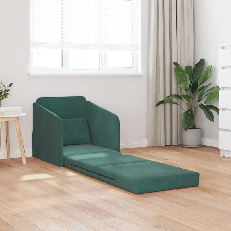vidaXL Kanapéágy Sötétzöld 65 x 80 x 83 cm Bársony
