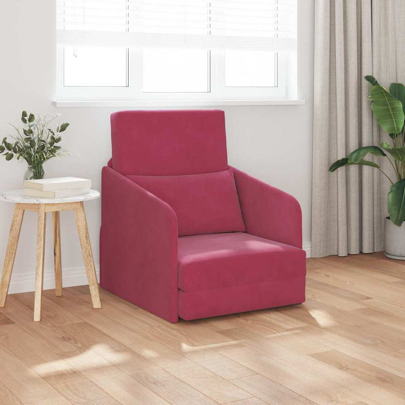 vidaXL Kanapéágy Bordó 65 x 80 x 83 cm Bársony