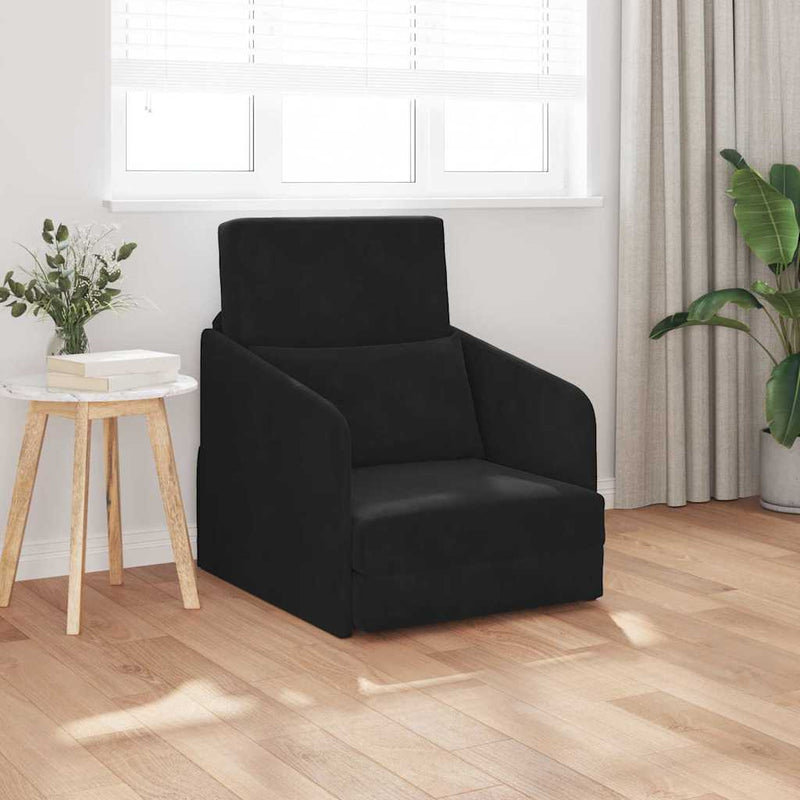 vidaXL Kanapéágy Fekete 65 x 80 x 83 cm Bársony
