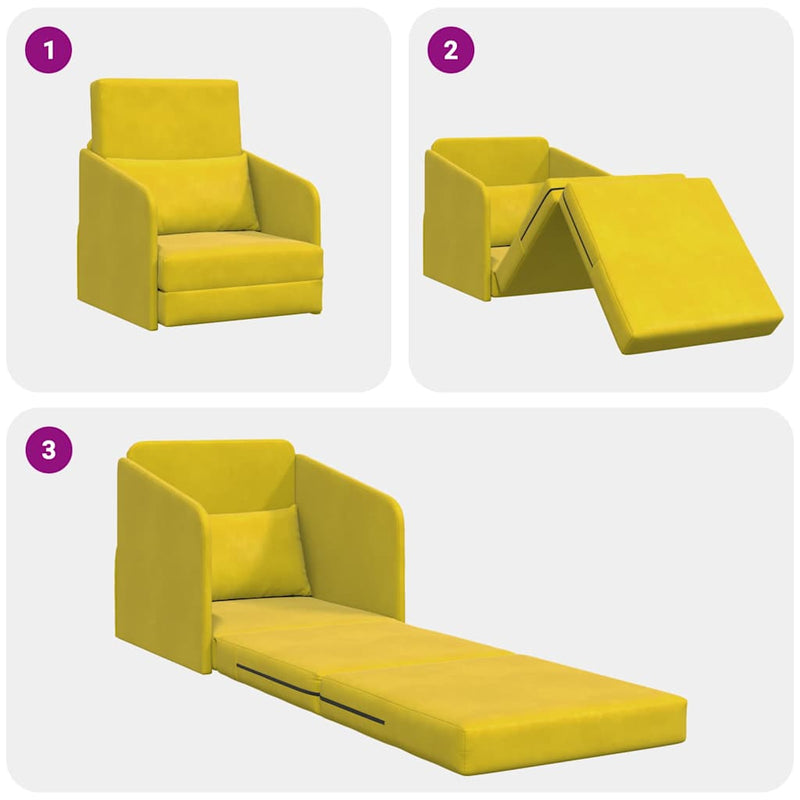 vidaXL Kanapéágy Sárga 65 x 80 x 83 cm Bársony