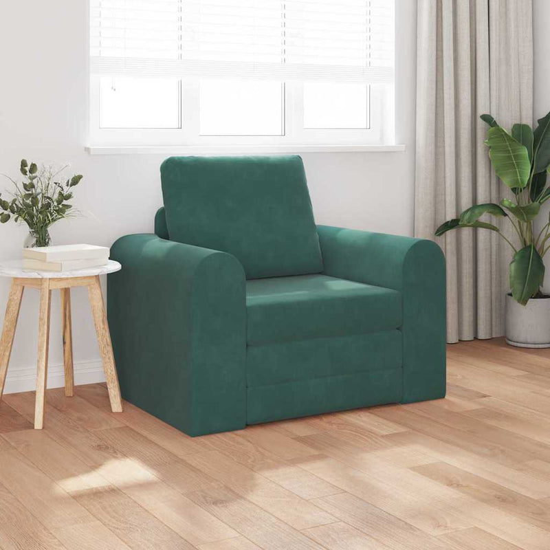 vidaXL Kanapéágy Sötétzöld 98 x 71 x 83 cm Bársony