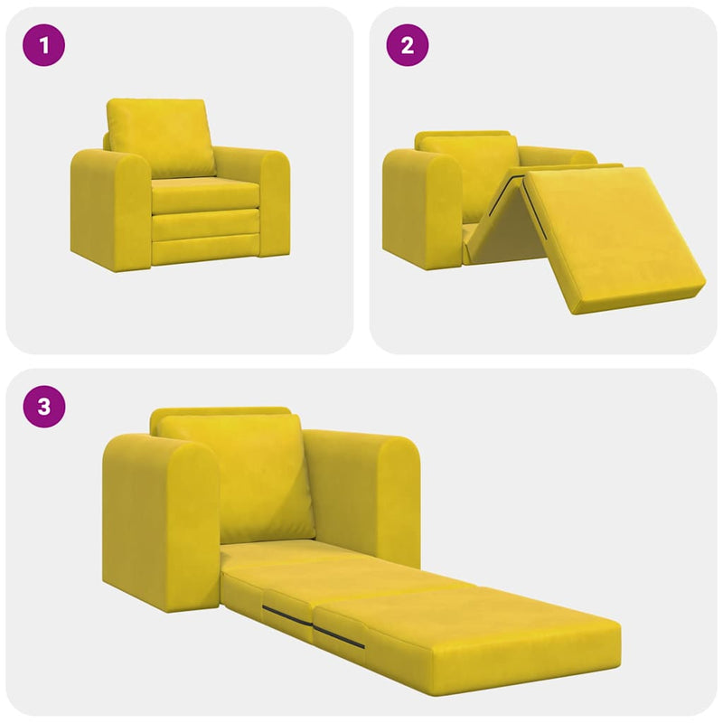 vidaXL Kanapéágy Sárga 98 x 71 x 83 cm Bársony