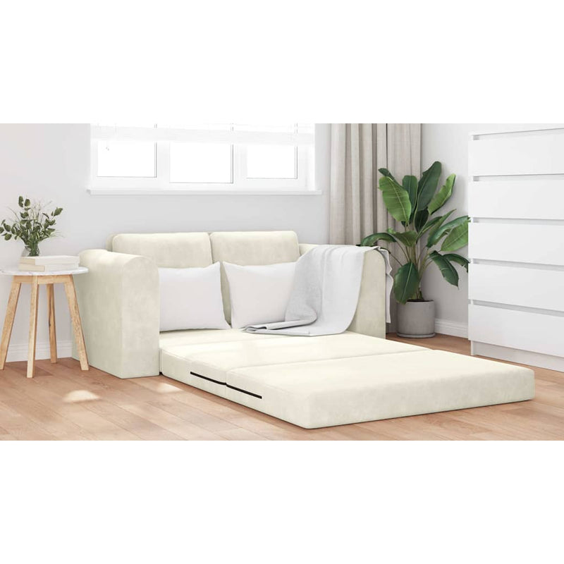 vidaXL Kanapéágy Krém 148 x 71 x 83 cm Bársony