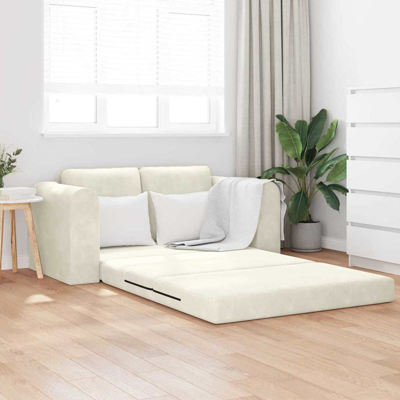 vidaXL Kanapéágy Krém 148 x 71 x 83 cm Bársony
