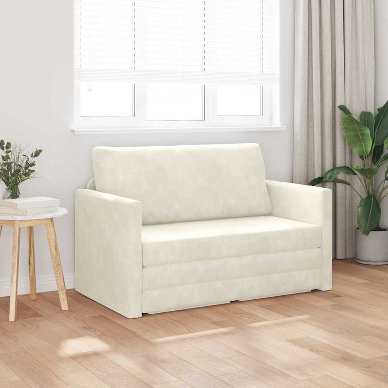 vidaXL Kanapéágy Krém 124 x 204 x 61 cm Bársony