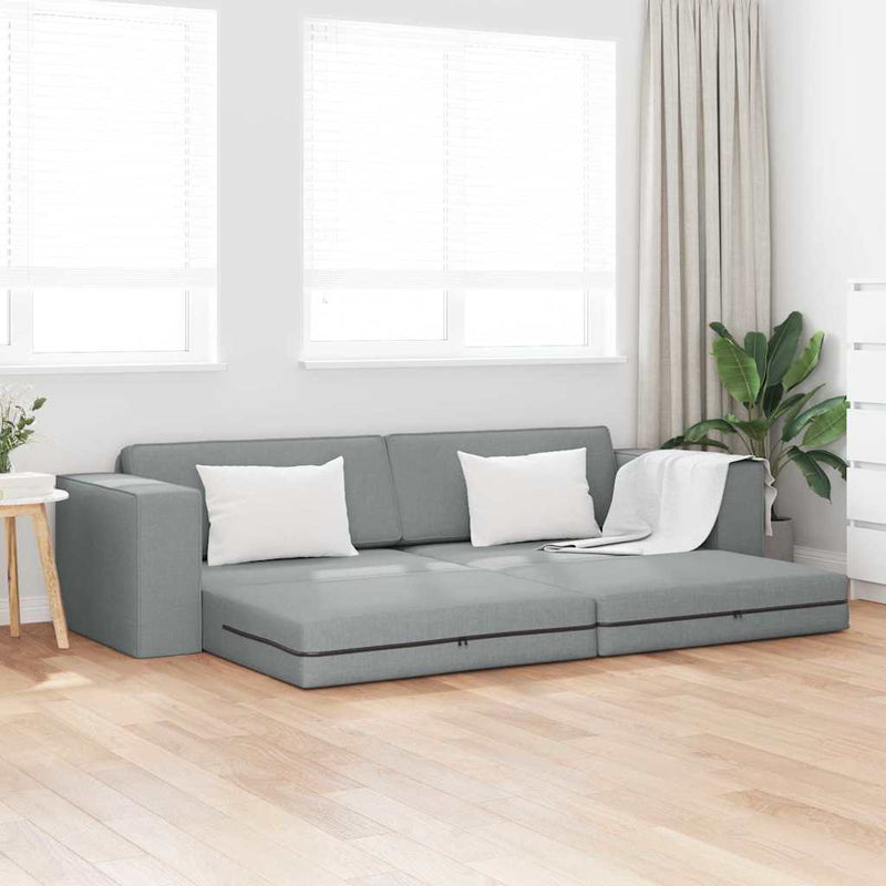 vidaXL Padlókanapé-ágy Világosszürke 245 x 78 x 77 cm szövet