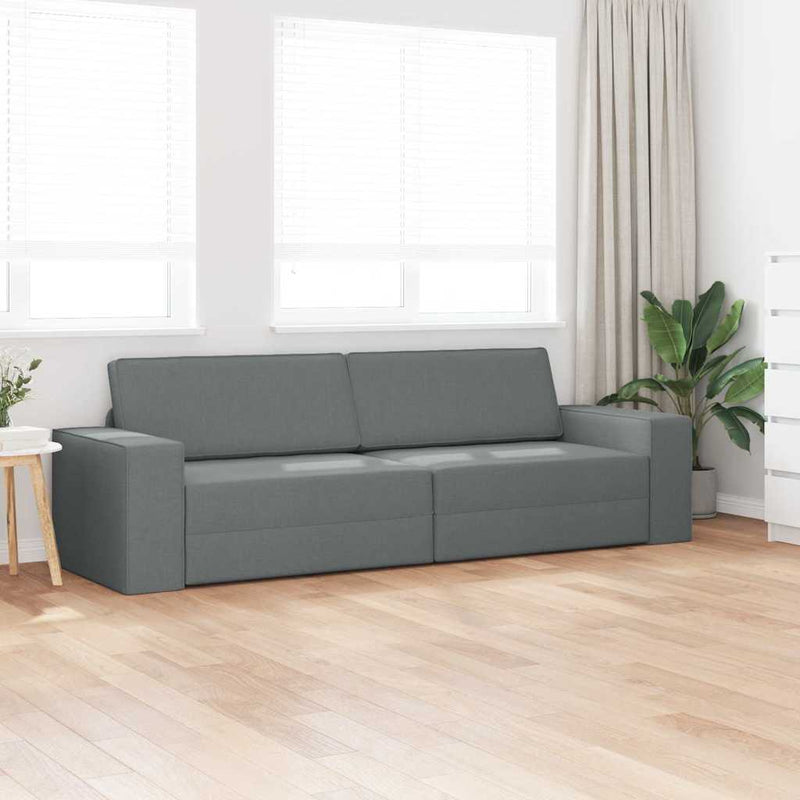 vidaXL Padlókanapé-ágy Sötétszürke 245 x 78 x 77 cm szövet