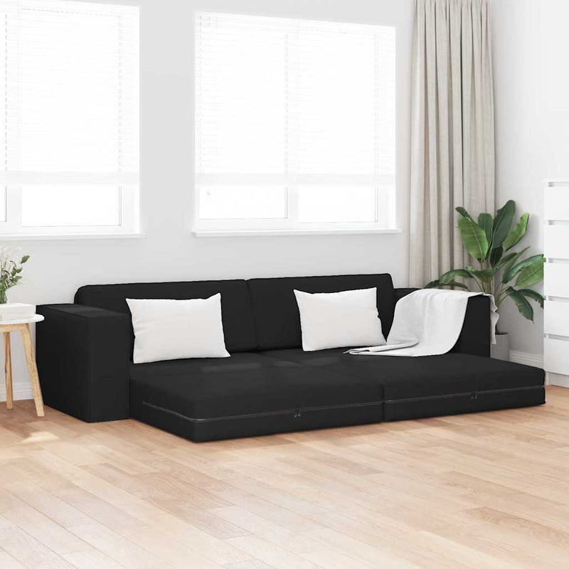 vidaXL Padlókanapé-ágy Fekete 245 x 78 x 77 cm szövet