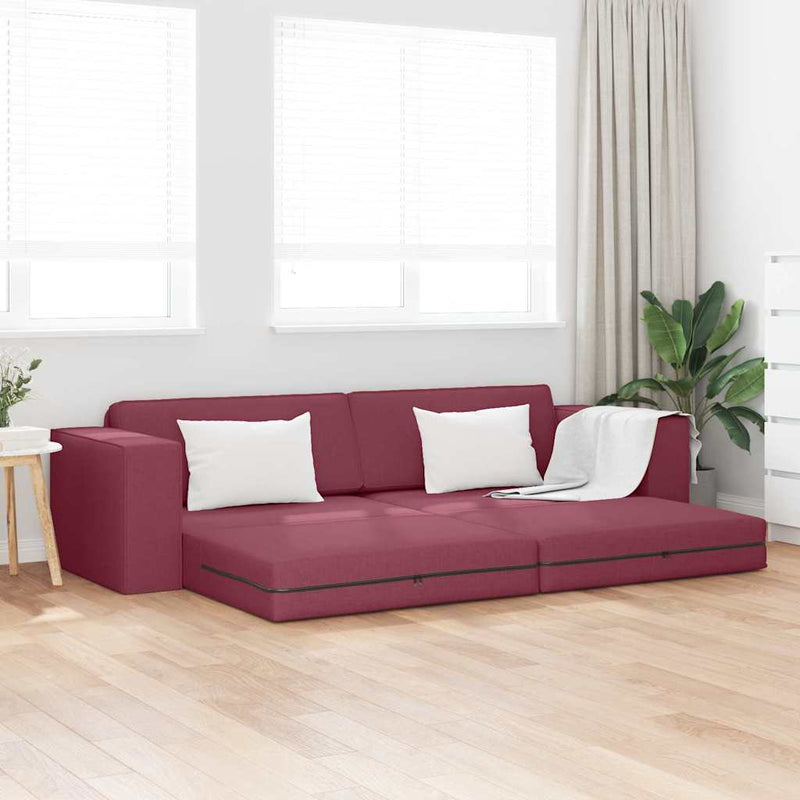 vidaXL Padlókanapé-ágy bordó 245 x 78 x 77 cm szövet