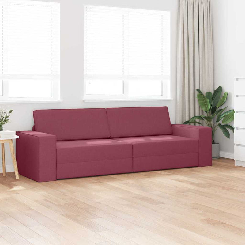 vidaXL Padlókanapé-ágy bordó 245 x 78 x 77 cm szövet