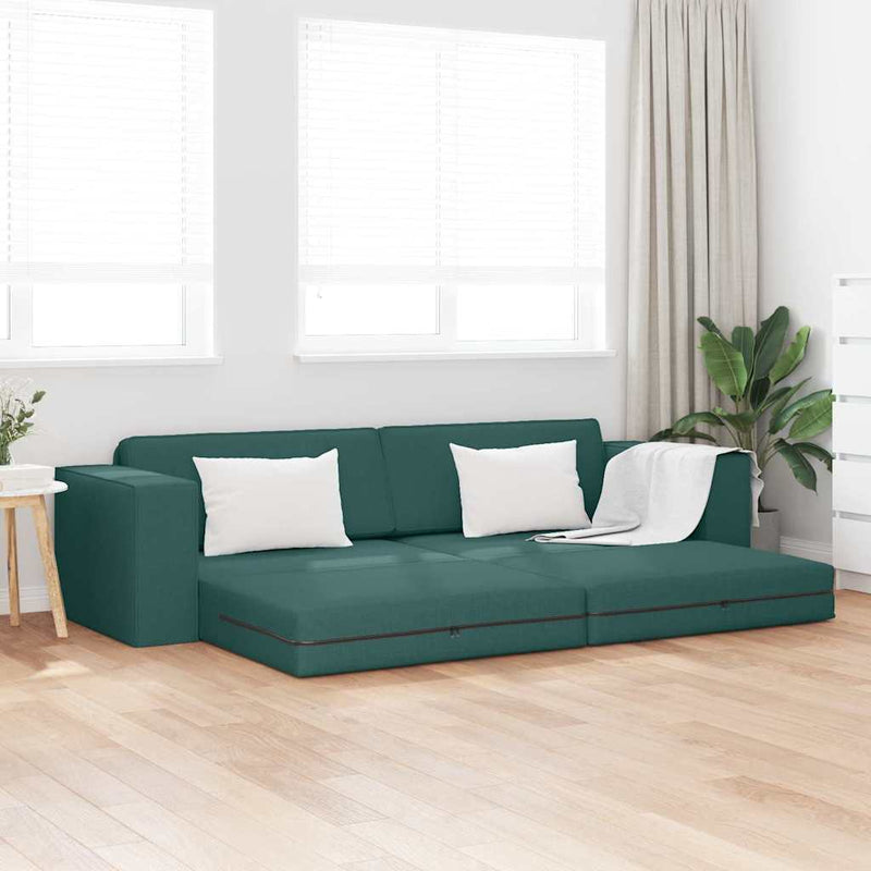 vidaXL Padlókanapé-ágy Sötétzöld 245 x 78 x 77 cm szövet