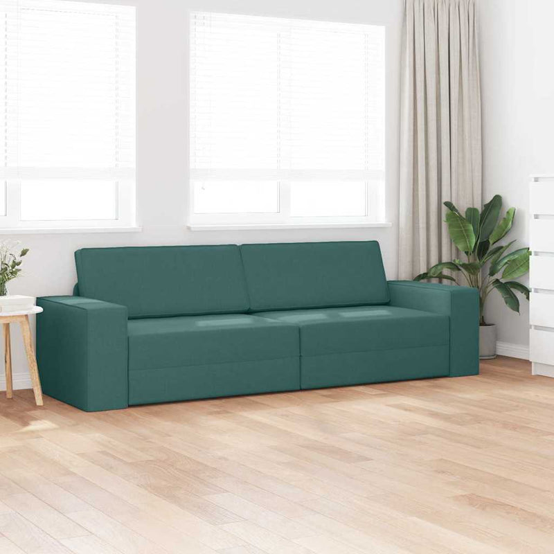 vidaXL Padlókanapé-ágy Sötétzöld 245 x 78 x 77 cm szövet