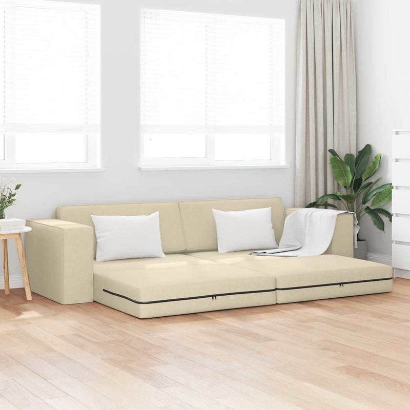 vidaXL Padlókanapé-ágy Krém 245 x 78 x 77 cm szövet