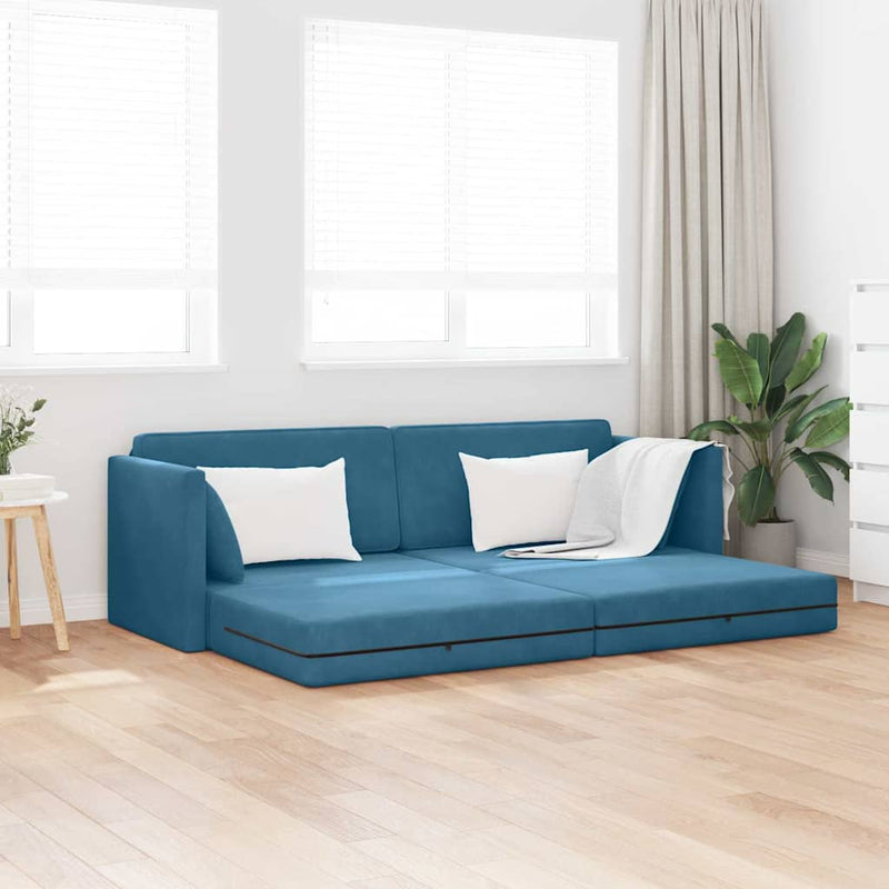 vidaXL Padlókanapé-ágy Kék 213 x 76 x 77 cm Bársony