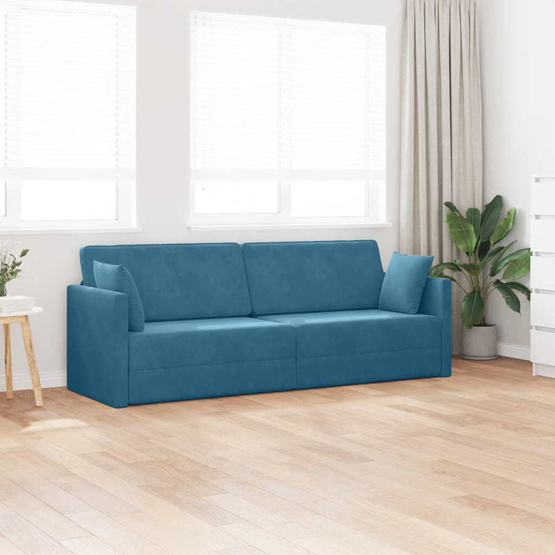 vidaXL Padlókanapé-ágy Kék 213 x 76 x 77 cm Bársony