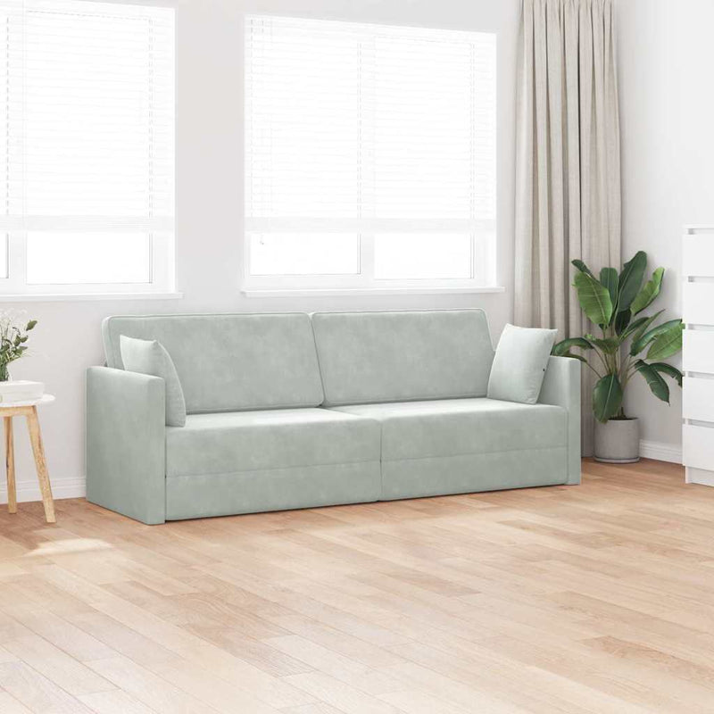 vidaXL Kanapék Világosszürke 213 x 76 x 77 cm Bársony