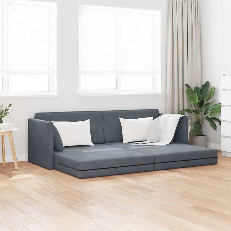 vidaXL Padlókanapé-ágy Sötétszürke 213 x 76 x 77 cm Bársony