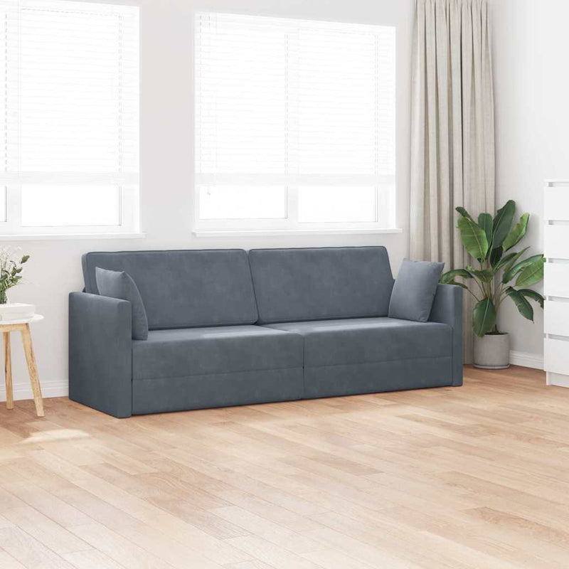 vidaXL Padlókanapé-ágy Sötétszürke 213 x 76 x 77 cm Bársony