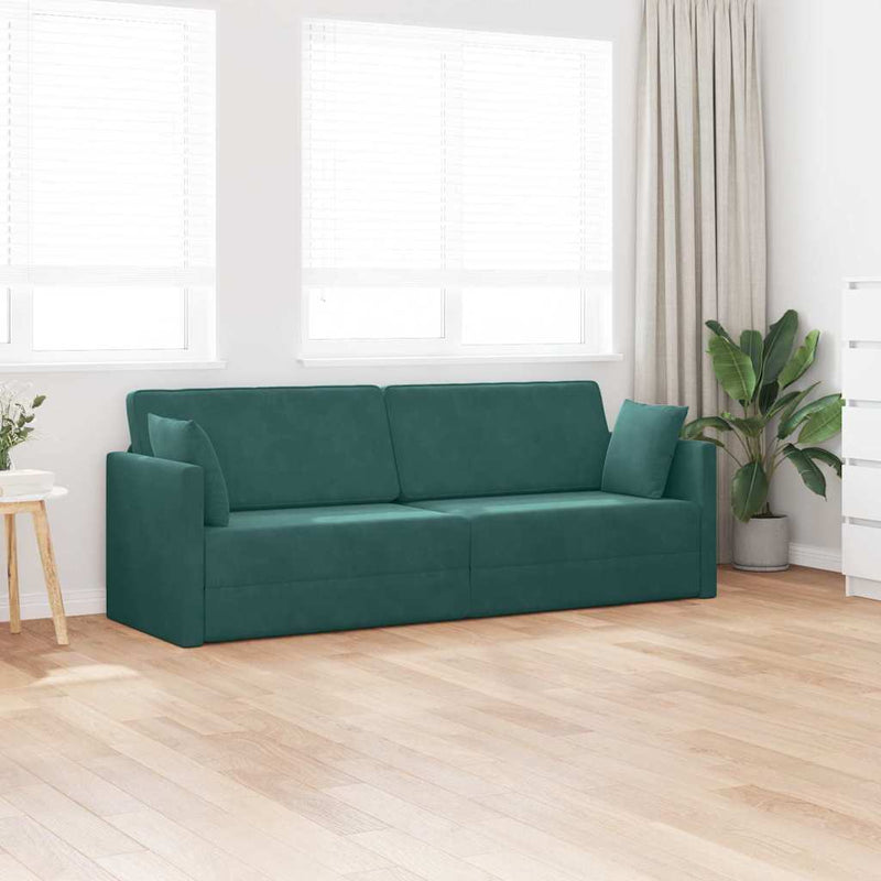 vidaXL Padlókanapé-ágy Sötétzöld 213 x 76 x 77 cm Bársony