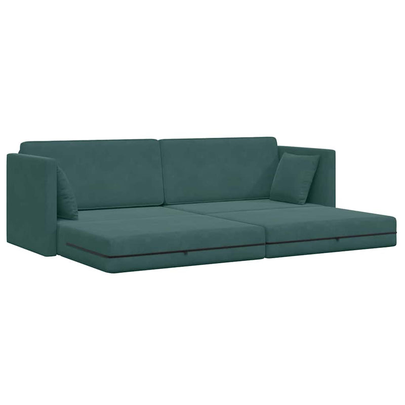 vidaXL Padlókanapé-ágy Sötétzöld 213 x 76 x 77 cm Bársony