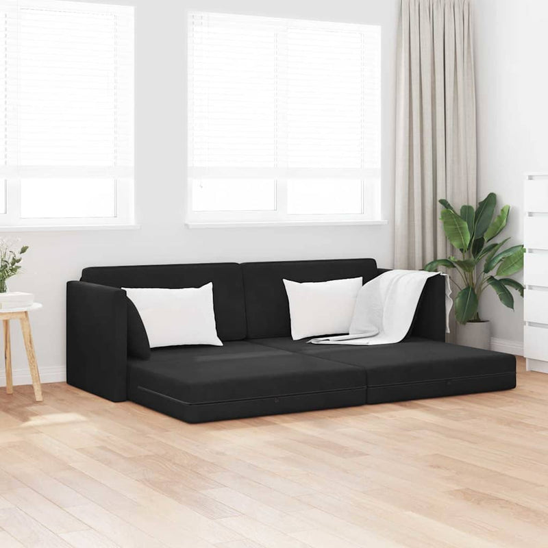vidaXL Padlókanapé-ágy Fekete 213 x 76 x 77 cm Bársony