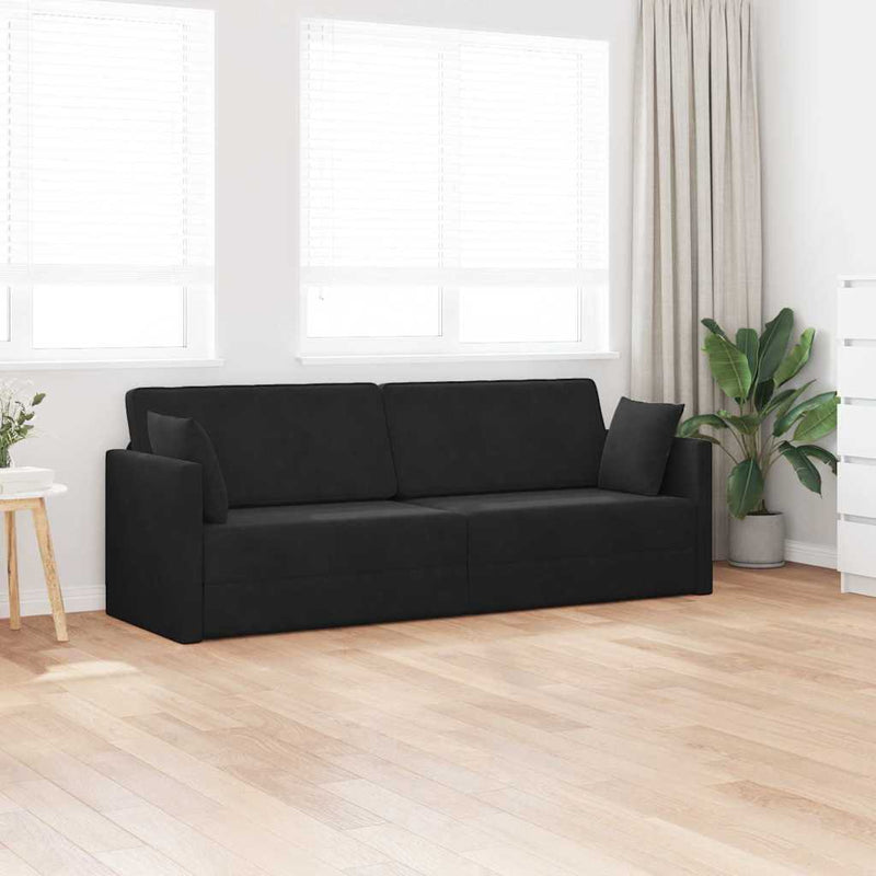 vidaXL Padlókanapé-ágy Fekete 213 x 76 x 77 cm Bársony