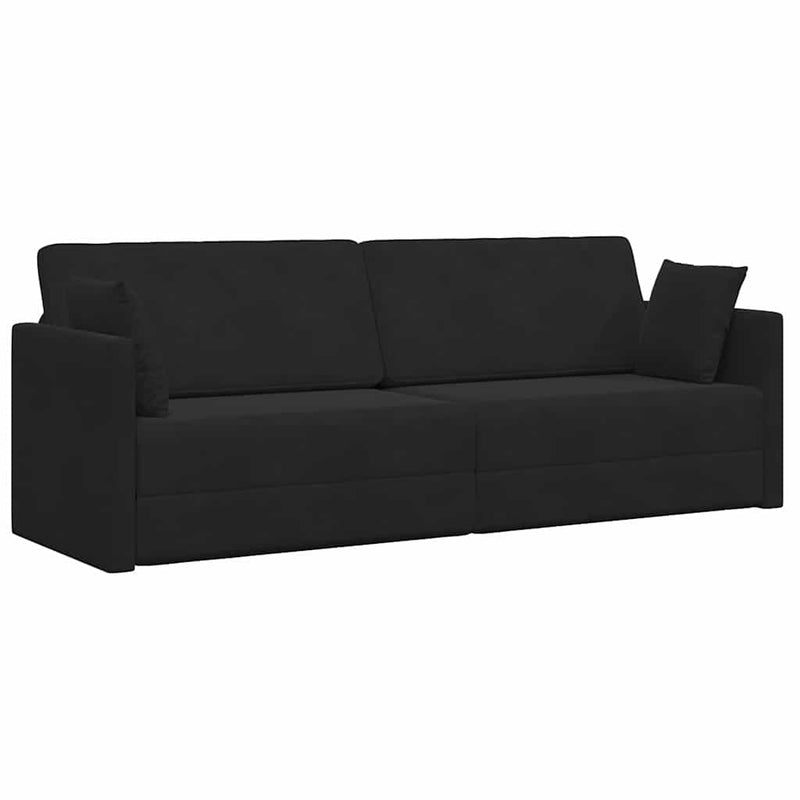 vidaXL Padlókanapé-ágy Fekete 213 x 76 x 77 cm Bársony