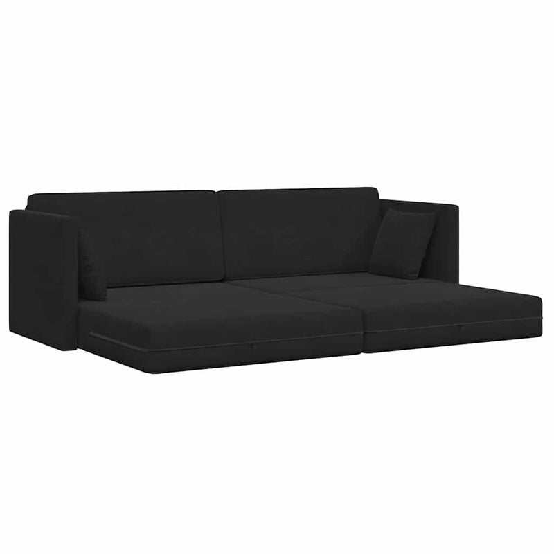 vidaXL Padlókanapé-ágy Fekete 213 x 76 x 77 cm Bársony