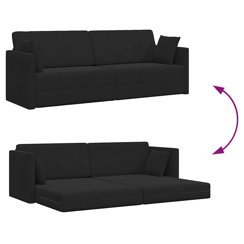vidaXL Padlókanapé-ágy Fekete 213 x 76 x 77 cm Bársony