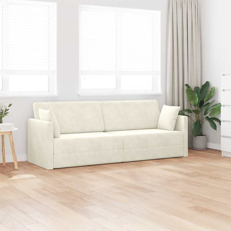 vidaXL Padlókanapé-ágy Krém 213 x 76 x 77 cm Bársony