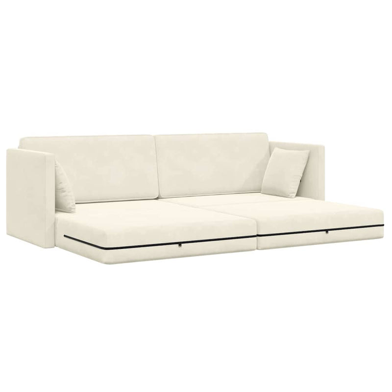 vidaXL Padlókanapé-ágy Krém 213 x 76 x 77 cm Bársony