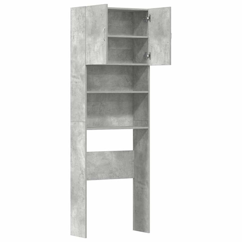 vidaXL betonszürke szerelt fa mosógépszekrény 64 x 24 x 190 cm