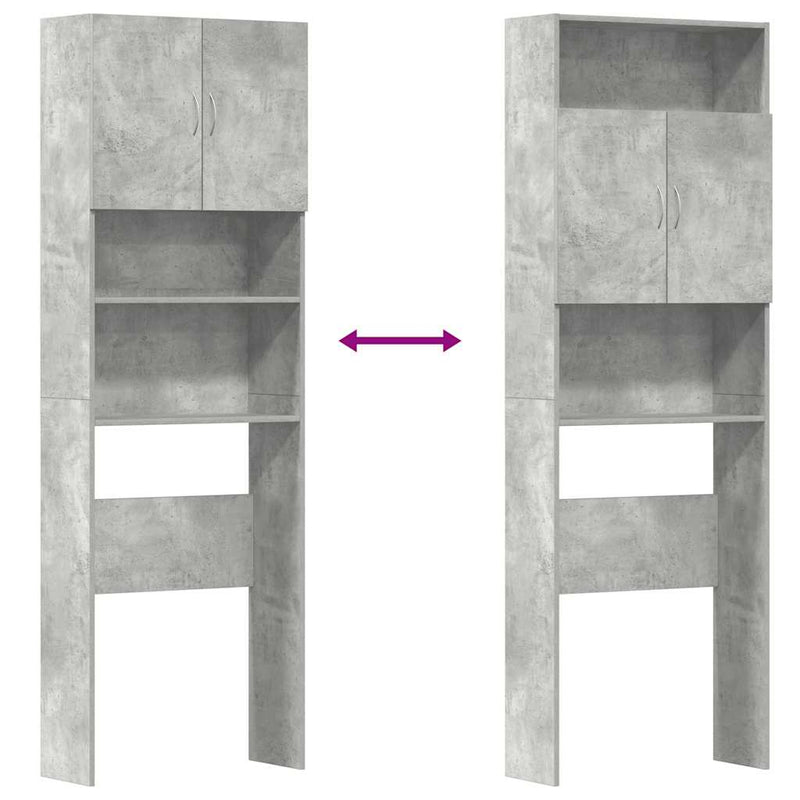 vidaXL betonszürke szerelt fa mosógépszekrény 64 x 24 x 190 cm