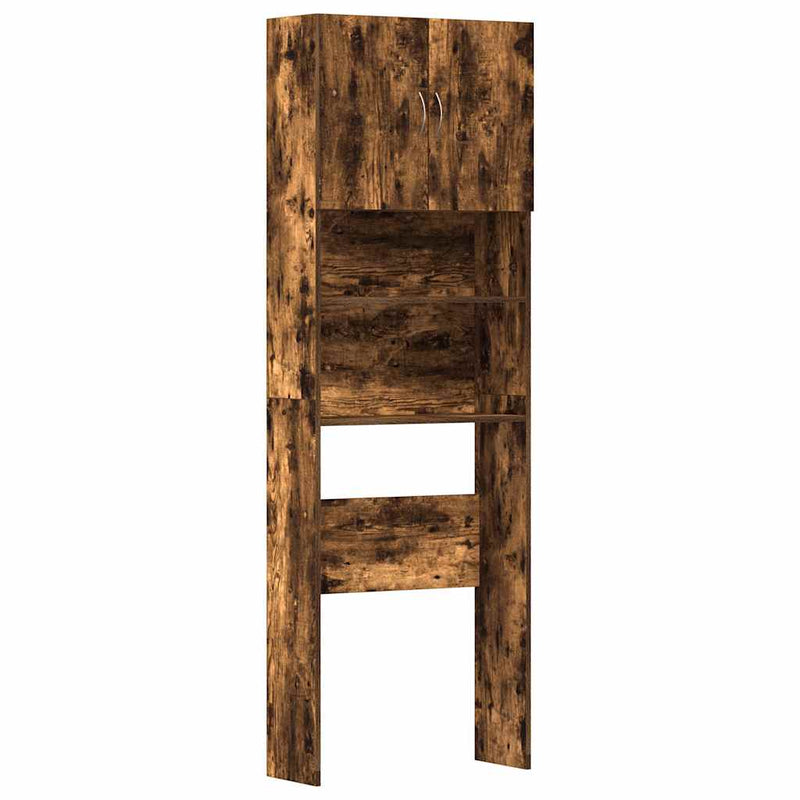 vidaXL füstös tölgyszínű szerelt fa mosógépszekrény 64 x 24 x 190 cm