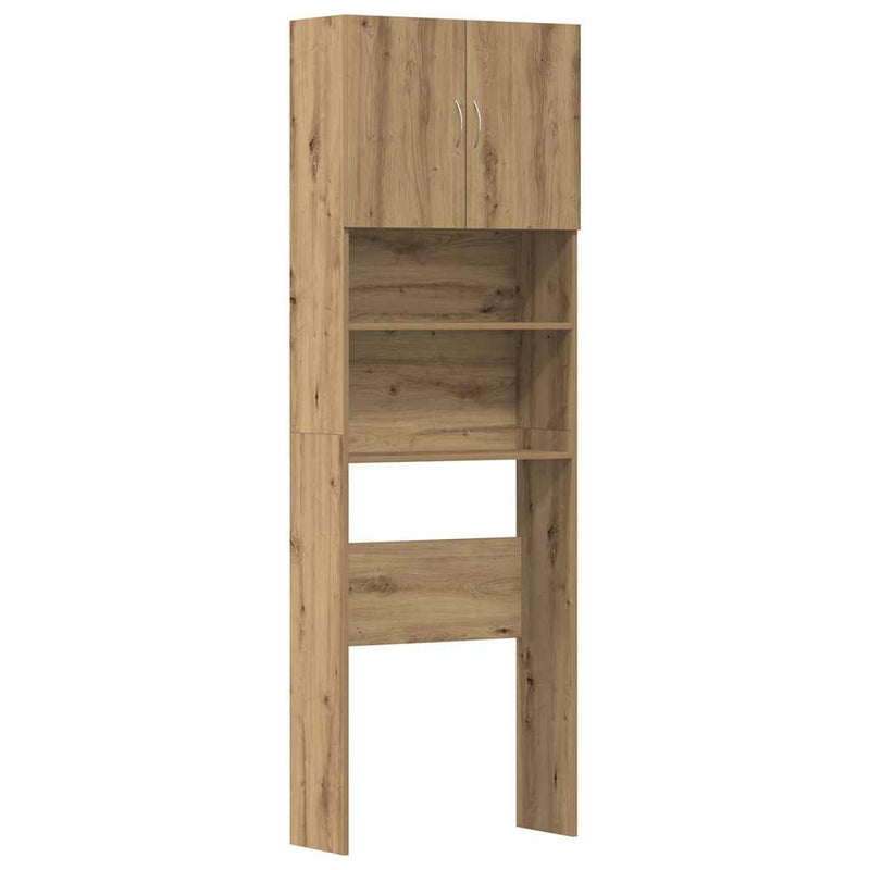 vidaXL kézműves tölgy szerelt fa mosógépszekrény 64 x 24 x 190 cm