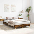vidaXL füstös tölgy színű szerelt fa ágykeret matrac nélkül 135x190 cm
