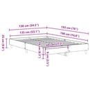 vidaXL füstös tölgy színű szerelt fa ágykeret matrac nélkül 135x190 cm